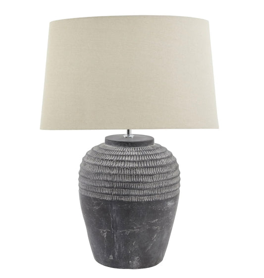 Amalfi Grey Stone Carved Lamp