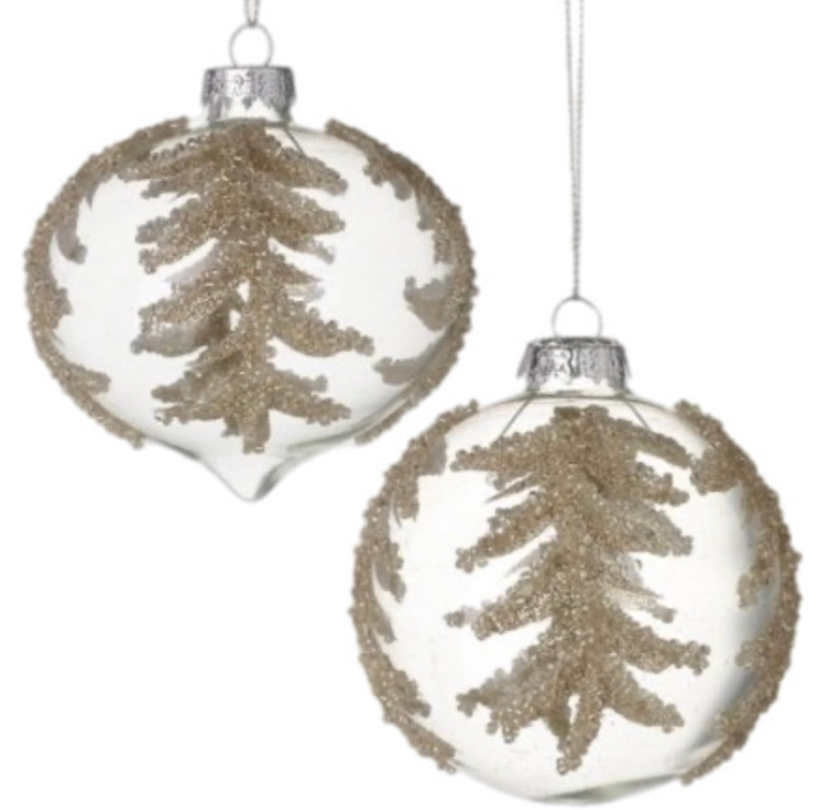 Gold Glitter Baubles (Mix of 2)