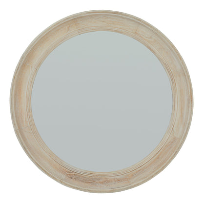 Washed Wood Round Mirror - Medium