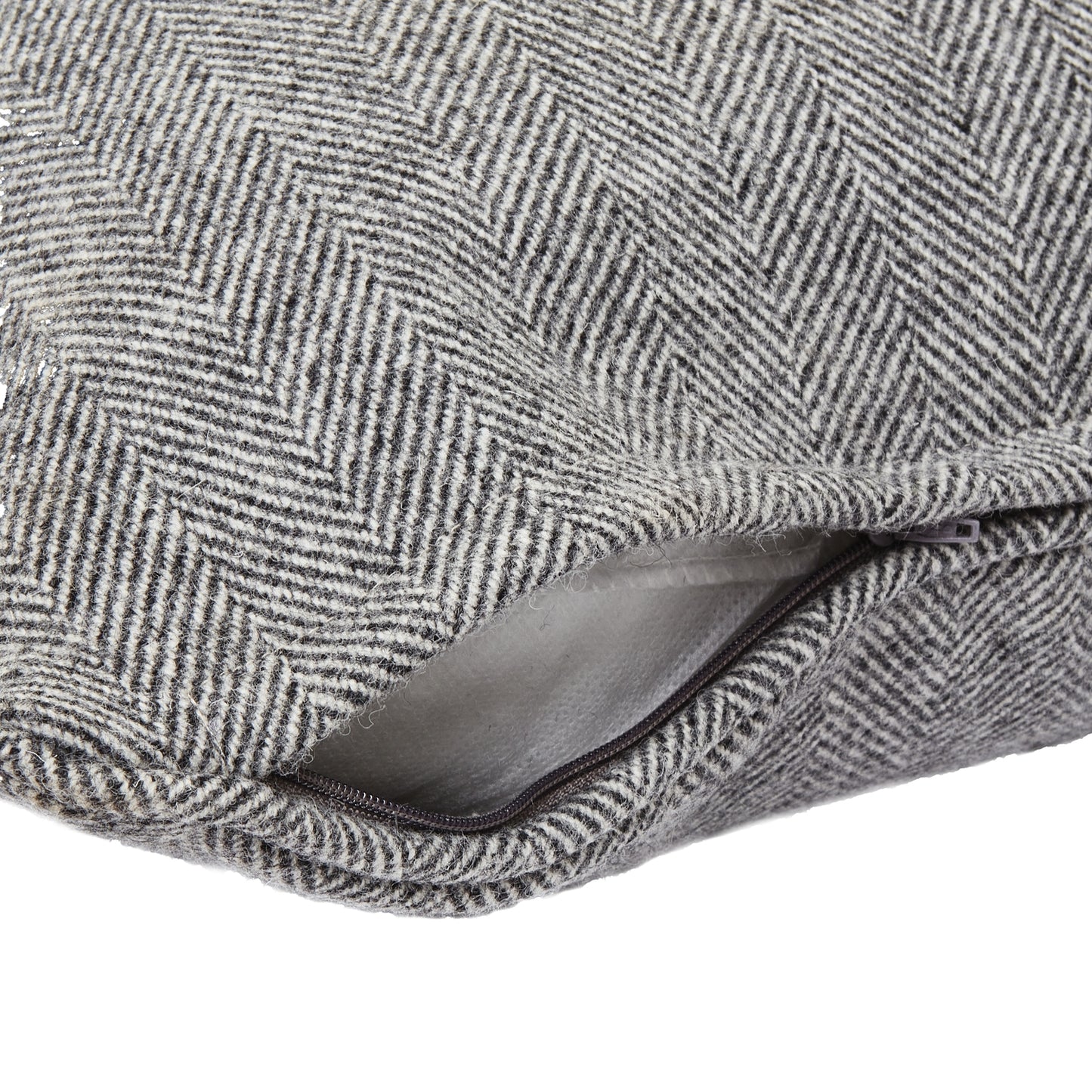 Grey Herringbone Wool Cushion