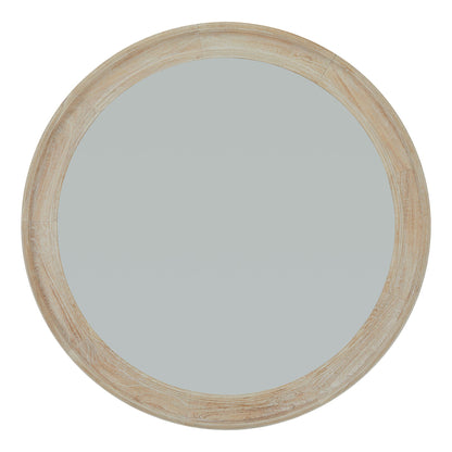 Washed Wood Round Mirror - Large