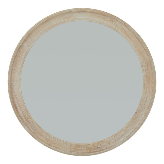 Washed Wood Round Mirror - Large