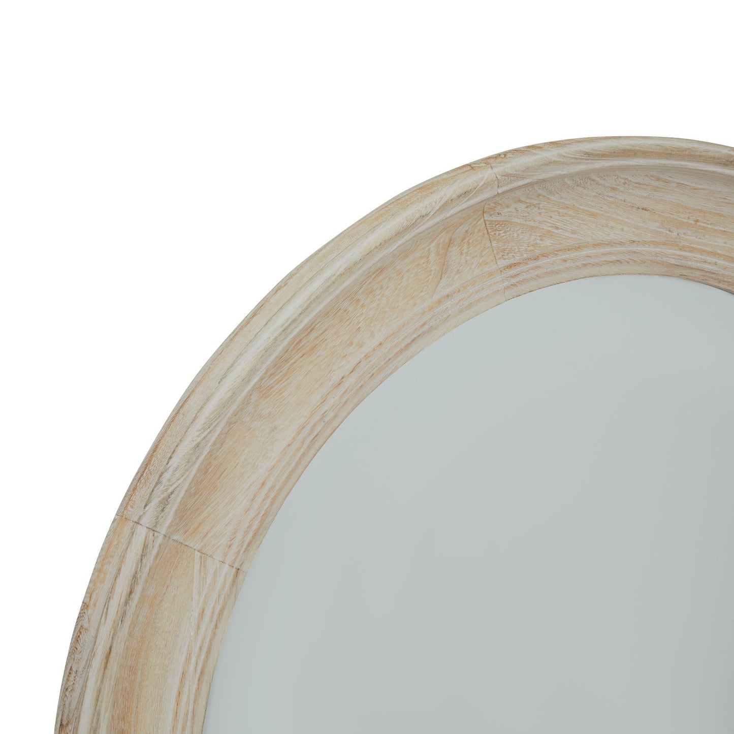 Washed Wood Round Mirror - Medium